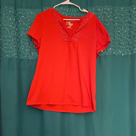 Women’s Orange Short-Sleeved V-Neck Cotton T-Shirt - Picture 4 of 4